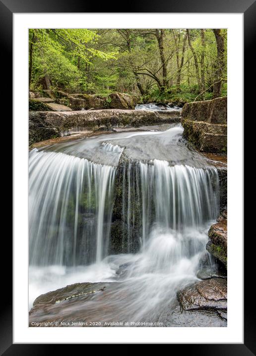 The Taff Fechan Waterfall in May Brecon Beacons Framed Mounted Print by Nick Jenkins