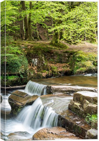 Waterfall on the Taff Fechan River Central Brecon  Canvas Print by Nick Jenkins