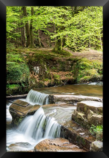 Waterfall on the Taff Fechan River Central Brecon  Framed Print by Nick Jenkins