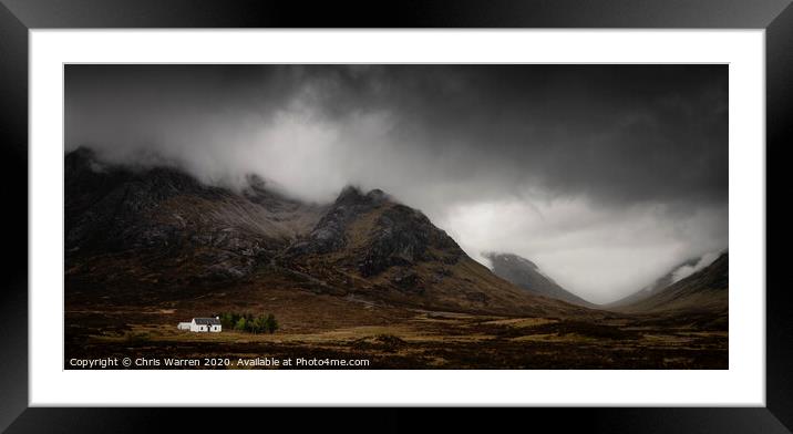Cottage and Mountains in the mist Framed Mounted Print by Chris Warren