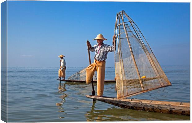 Intha Fishermen on Inle Lake, Burma Canvas Print by Arterra 