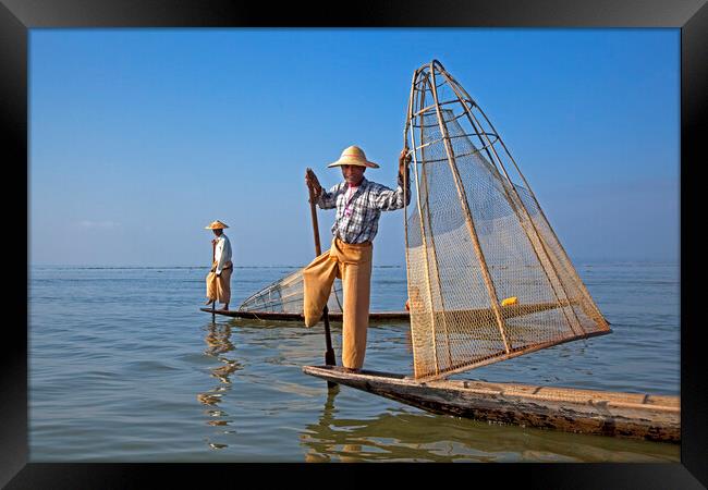Intha Fishermen on Inle Lake, Burma Framed Print by Arterra 