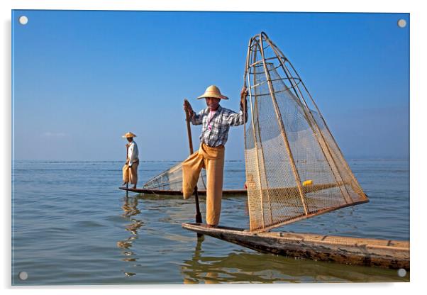Intha Fishermen on Inle Lake, Burma Acrylic by Arterra 