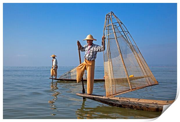 Intha Fishermen on Inle Lake, Burma Print by Arterra 