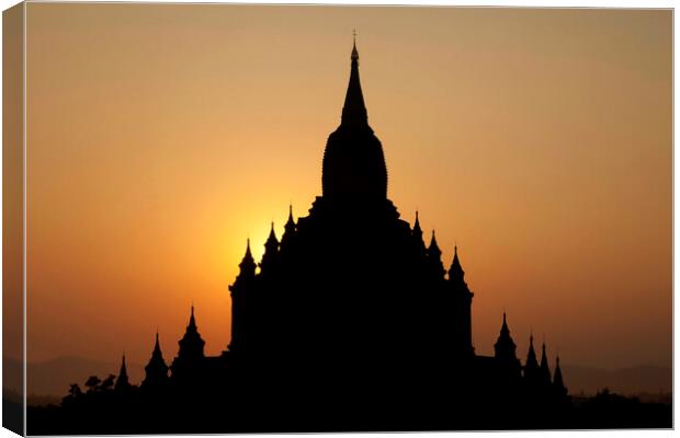 Buddhist Temple at Sunset, Myanmar Canvas Print by Arterra 