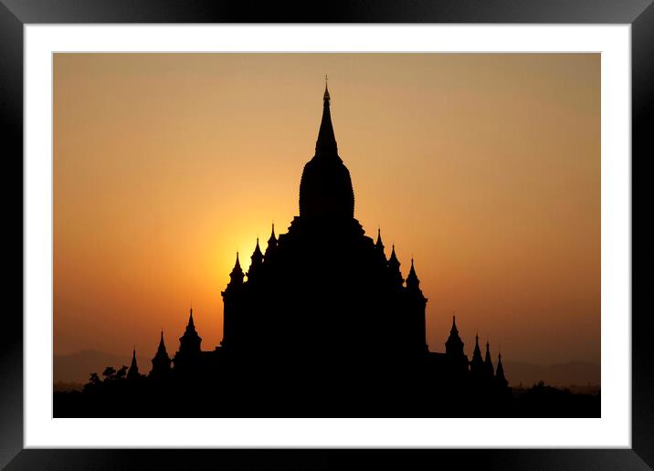 Buddhist Temple at Sunset, Myanmar Framed Mounted Print by Arterra 