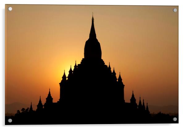 Buddhist Temple at Sunset, Myanmar Acrylic by Arterra 