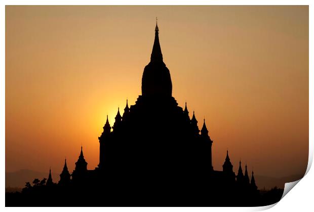 Buddhist Temple at Sunset, Myanmar Print by Arterra 