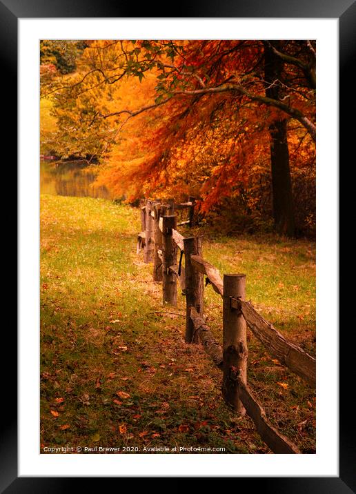Autumn Fence Framed Mounted Print by Paul Brewer