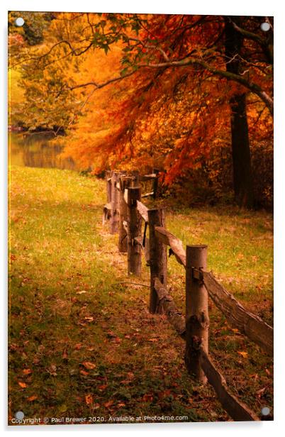 Autumn Fence Acrylic by Paul Brewer