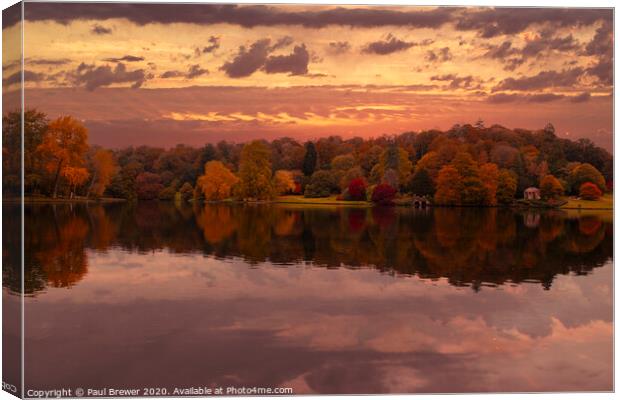 Stourhead in Wiltshire in  Autumn Canvas Print by Paul Brewer