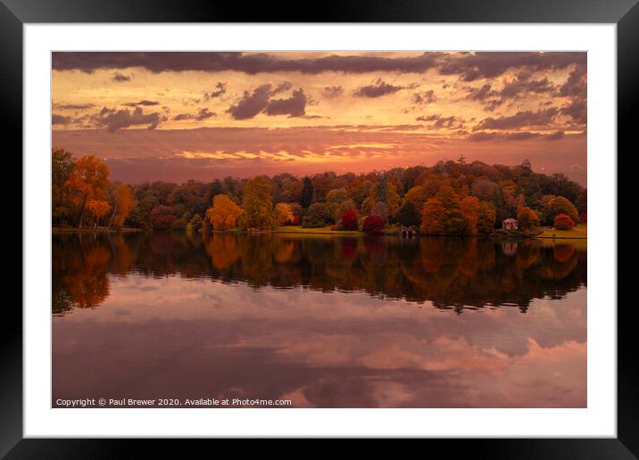 Stourhead in Wiltshire in  Autumn Framed Mounted Print by Paul Brewer