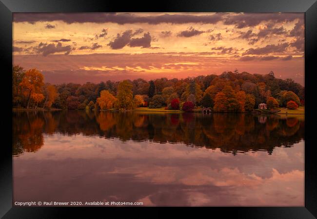 Stourhead in Wiltshire in  Autumn Framed Print by Paul Brewer