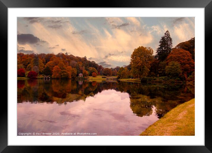 Stourhead In Autumn Framed Mounted Print by Paul Brewer
