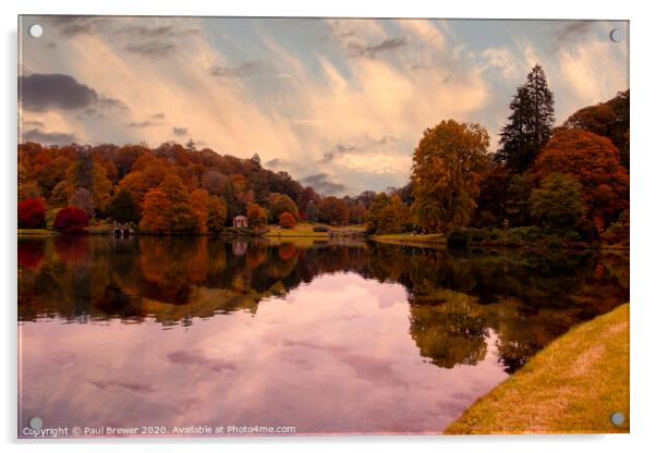 Stourhead In Autumn Acrylic by Paul Brewer
