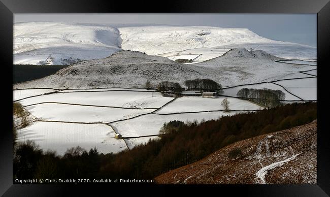 Crook Hill and Kinder Scout in Winter Framed Print by Chris Drabble