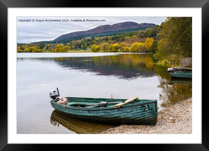 Beached boat on Lake of Menteith Framed Mounted Print by Angus McComiskey