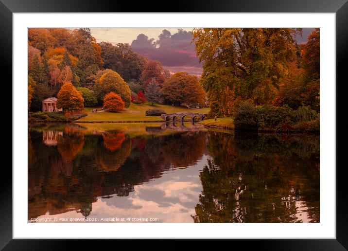 Beautiful Stourhead in Autumn Framed Mounted Print by Paul Brewer