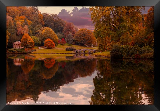 Beautiful Stourhead in Autumn Framed Print by Paul Brewer