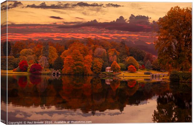 The Fall Colours of Stourhead Canvas Print by Paul Brewer