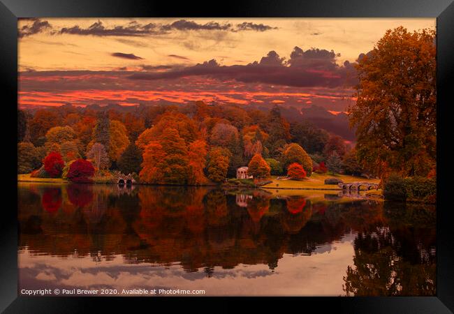 The Fall Colours of Stourhead Framed Print by Paul Brewer