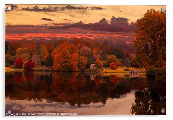 The Fall Colours of Stourhead Acrylic by Paul Brewer