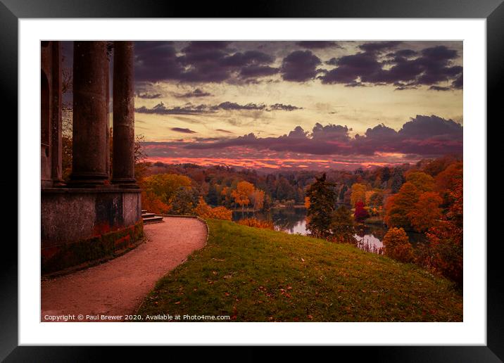 Stourhead in Autumn Framed Mounted Print by Paul Brewer