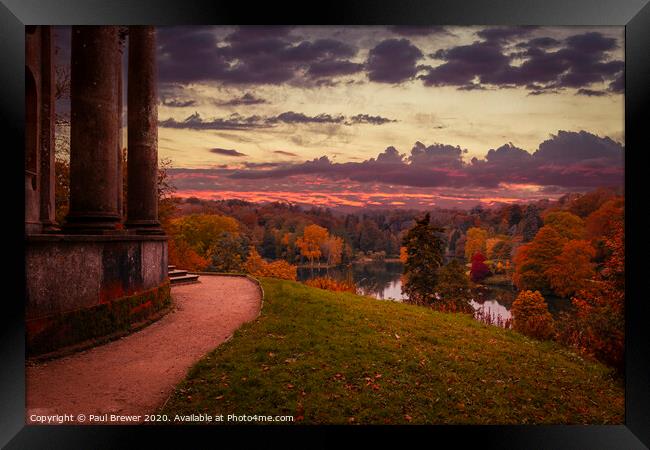 Stourhead in Autumn Framed Print by Paul Brewer