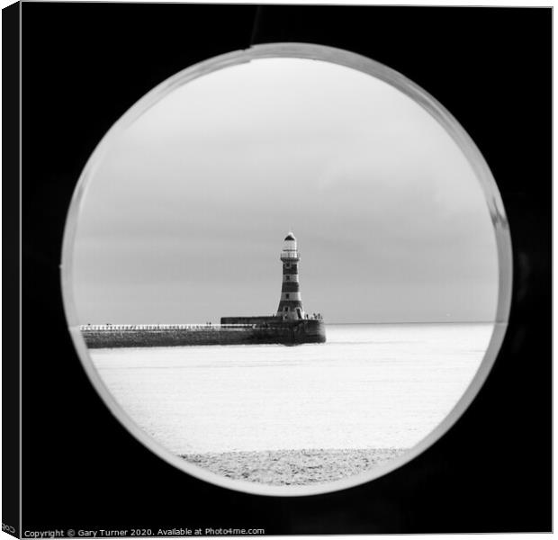 Roker Lighthouse Oculus Canvas Print by Gary Turner