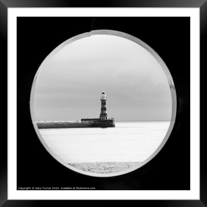 Roker Lighthouse Oculus Framed Mounted Print by Gary Turner