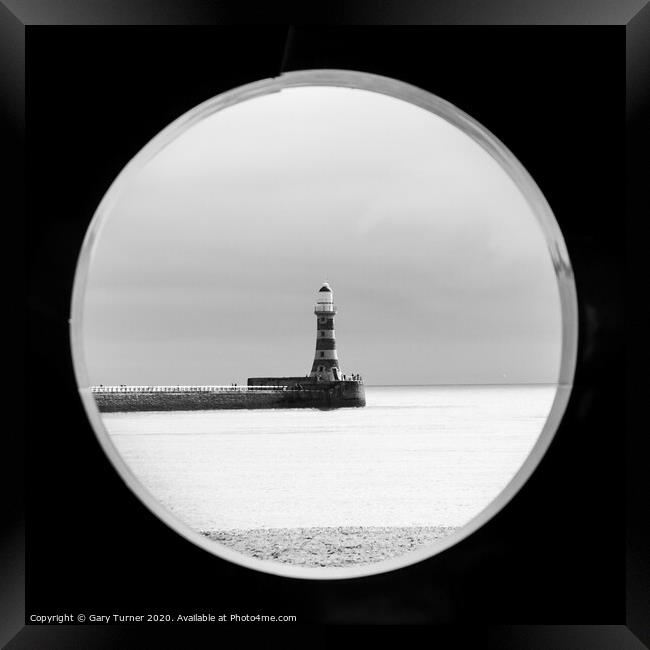Roker Lighthouse Oculus Framed Print by Gary Turner