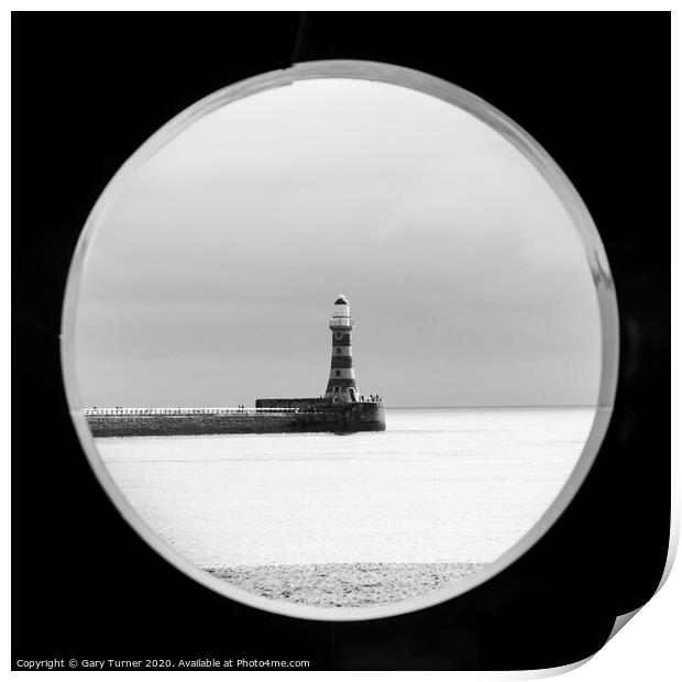 Roker Lighthouse Oculus Print by Gary Turner