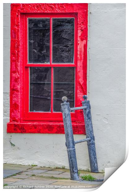 A red window in old Shetland Print by Richard Ashbee