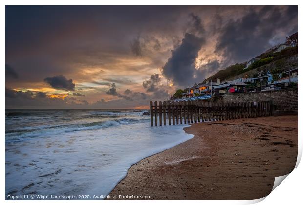 Ventnor Beach Sunset Print by Wight Landscapes