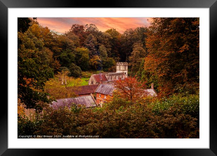 Stourhead Village Framed Mounted Print by Paul Brewer