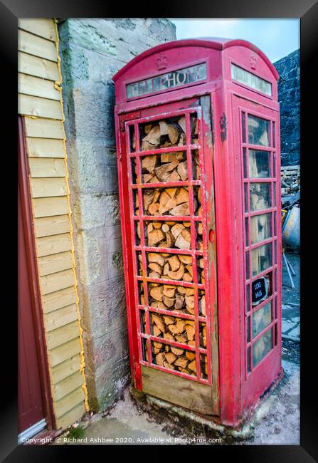 Red telephone box store in Lerwick Shetland Framed Print by Richard Ashbee
