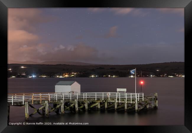 Blairmore Pier At Night Framed Print by Ronnie Reffin