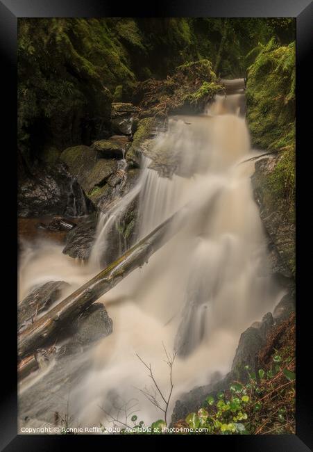 Log In Waterfall Framed Print by Ronnie Reffin