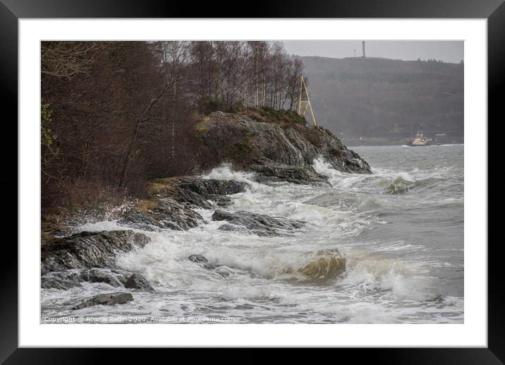 Storm Dennis Hits Ardentinny Framed Mounted Print by Ronnie Reffin