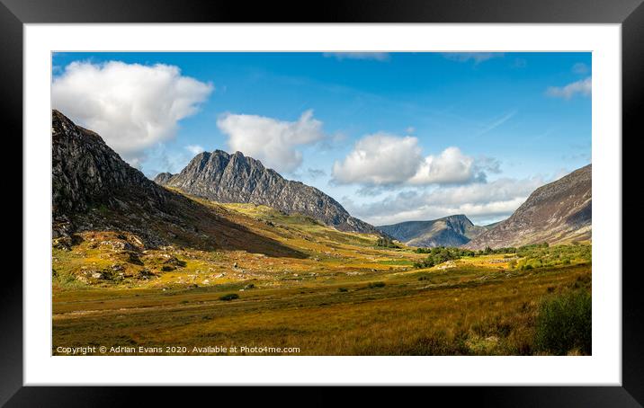 Tryfan and Ogwen Valley Snowdonia Wales Framed Mounted Print by Adrian Evans