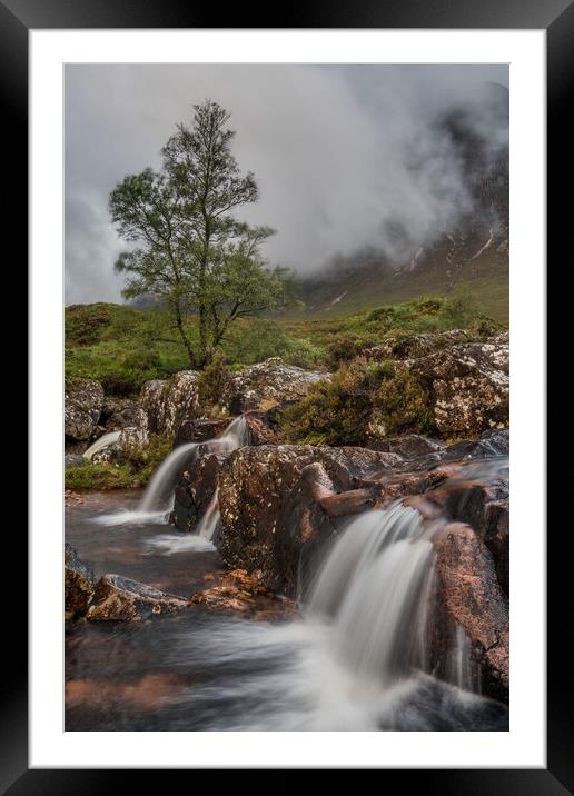 Waterfall in moody Glencoe Framed Mounted Print by Miles Gray