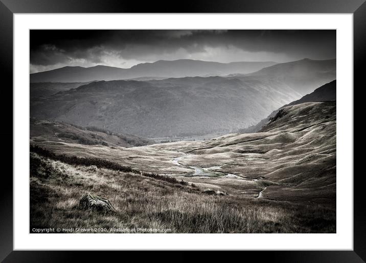 View from the top of the Honister Pass Looking Dow Framed Mounted Print by Heidi Stewart