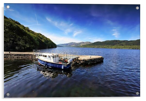 Inversnaid Pier, Loch Lomond Acrylic by Philip Hawkins