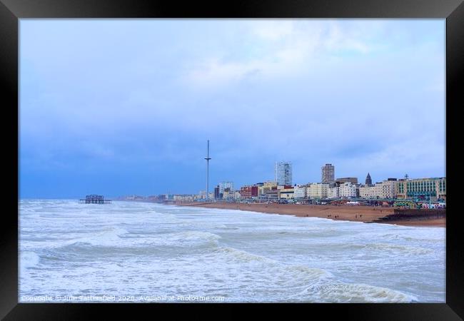 Brighton beach view  Framed Print by Julie Tattersfield