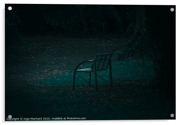 Lonely park bench Acrylic by Ingo Menhard