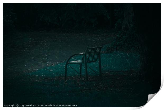 Lonely park bench Print by Ingo Menhard