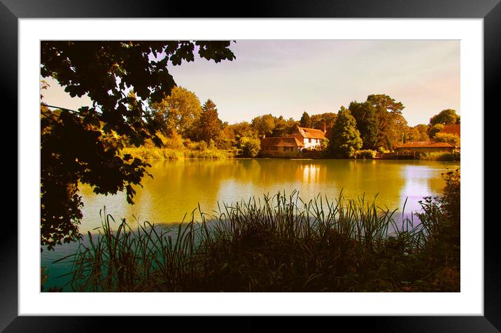 The Country House across the lake. Sussex Framed Mounted Print by Beryl Curran