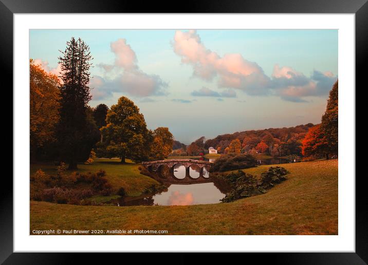 Bridge at Stourhead Framed Mounted Print by Paul Brewer
