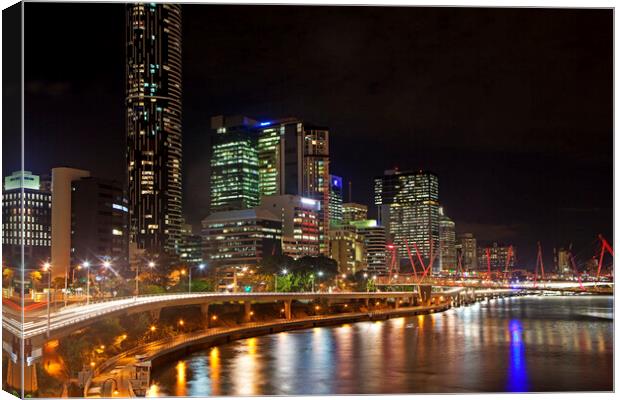 Skyline of Brisbane at Night, Australia Canvas Print by Arterra 