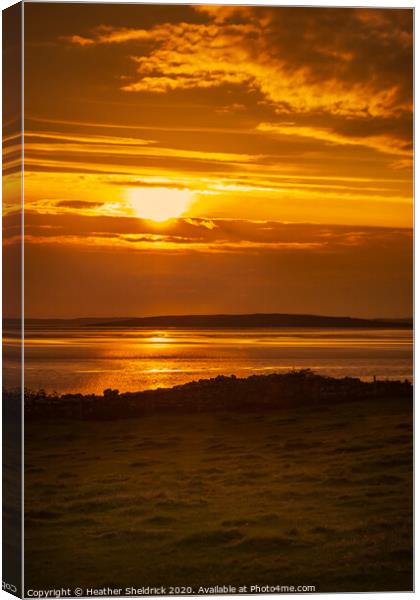 Shell Island, Llanbedr, sunset over Ceredigion Bay Canvas Print by Heather Sheldrick